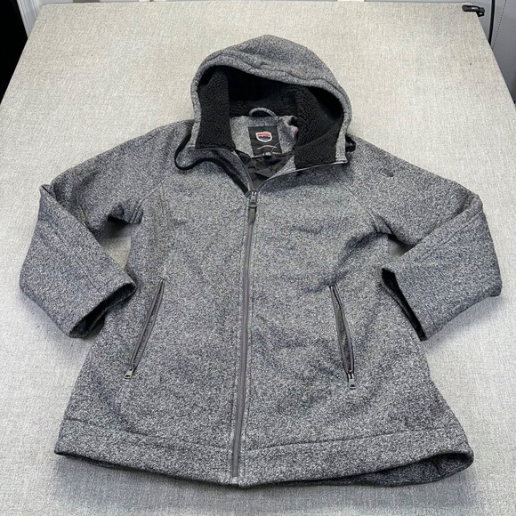1 Madison Expedition Hoodie Womens Large Gray Heather Sherpa Hood Full Zip - Picture 1 of 8
